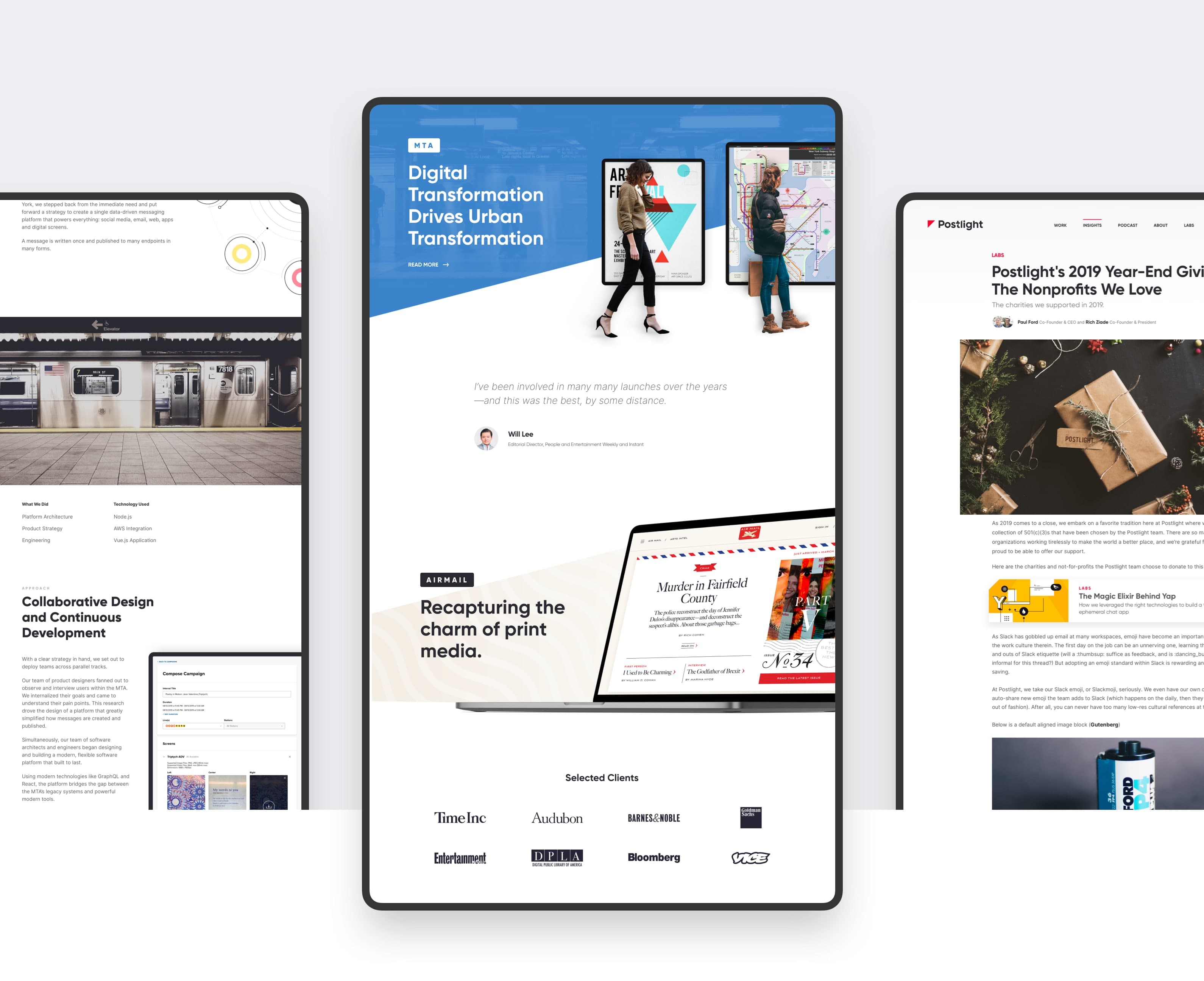 Postlight screen designs